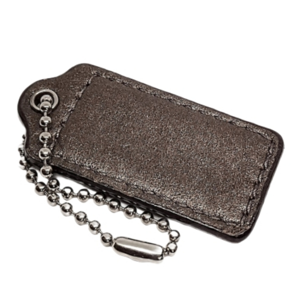 🏷️ 2" Y2K Coach Metallic Bronze Leather Hang Tag Bag Fob Charm Keychain Rare - Picture 4 of 5
